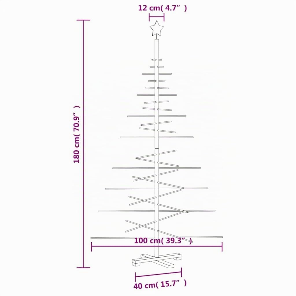 vidaXL Árbol de Navidad de Madera de Adorno Madera Maciza Pino 180 cm