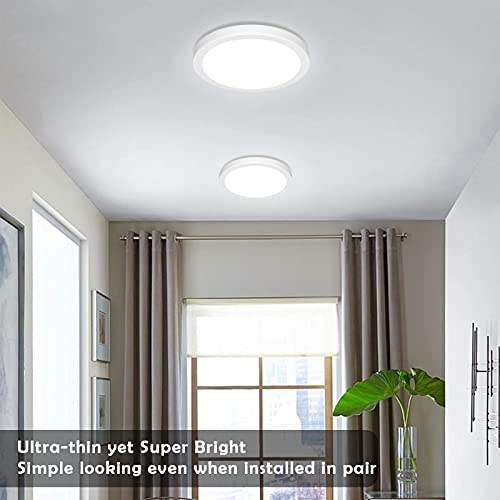 2-Pack 150W Equivalent Led Flush Mount Ceiling Light Fixture 8.5In Modern Dimmable 18W 1260Lm Adjustable 3 Color Temperatures 3000K/ 4000K/ 5000K Round Close To Ceiling Light For Kitchen Hallway White #TOP6