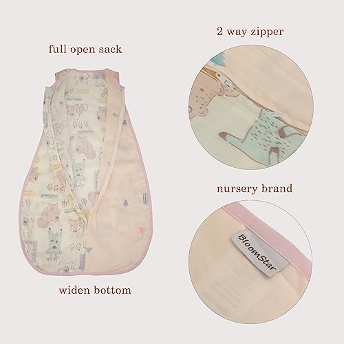 Image of Baby Sleep Sack Muslin Cotton 0-6 Monthes Lightweight Infant Wearable Blanket 0.5 Tog Swaddle Toddler Sleeping Bag Sleeveless Purple Girl 6-12M 9M Soft Summer Breathable Nursery Vest Bag
