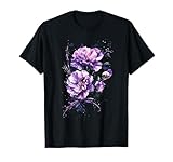 Purple Carnations Watercolor Splash Effect Floral T-Shirt
