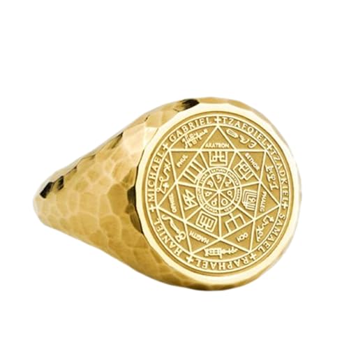 Bague sept archanges, l'anneau en argent plaqué or pour le quotidien