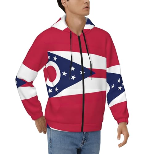 Veste à capuche thermique homme zippée et ample imprimé Ohio