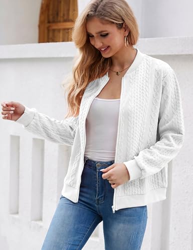 Image of Larmliss Women's Zip Up Cardigan Sweater Hoodies Long Sleeve Jacket Crewneck Casual Outerwear Spring Fall Trendy Coat Outfits