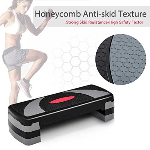 SPORFIT-31-Exercise-Step-PlatformAdjustable-4-6-8-Aerobic-Steppers-for-ExerciseNon-slip-Step-Up-Exercise-Platform-wRisersFitness-Workout-Aerobic-Step-Platform-440lbs-Capacity