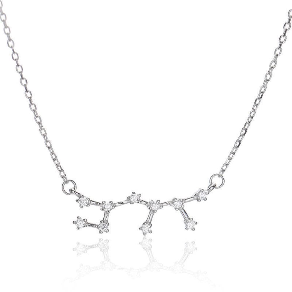 TBDdsd Necklaces, Sterling Zodiac Necklace Horoscope For Women, S925 Silver Zircon Constellation Chain Trendy Choker Delicate Gift Jewelry For Her Girls Couples