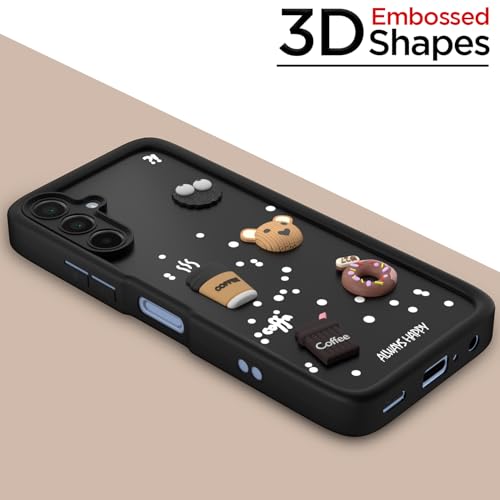 Image of Pikkme Back Cover for Samsung Galaxy A15 4G / A15 5G | Cute Fun Cartoon 3D Bear Silicone Full Body Protection Bumper Cover (Black)