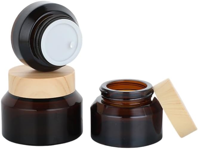 Miniatura 2 de Paquete de 4 frascos de vidrio vacíos de 1.76 oz para crema cosmética, contenedor de cosméticos portátil, recargable, tamaño de viaje, con tapas de
