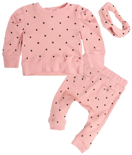Jessica Simpson Baby Girls' Pants Set - 2 Piece Long Sleeve Shirt and Joggers - Soft and Comfy Baby Girls’ Outfit for Spring