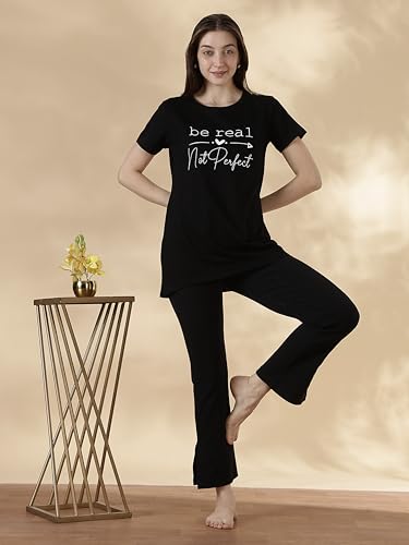 Image of 9shines Label Cotton Plus Size Long T-Shirt Tunic | Hip Covering Regular Top Nightwear| Sleepshirt Lounge wear for Women with Pocket (M-7XL)