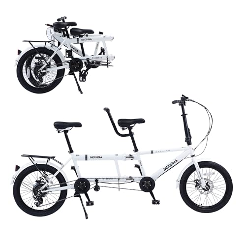 Bicicletas tándem Bicicleta Plegable para Tres Personas Crucero de Playa para Adultos Bicicletas tándem Ajustables de 7 velocidades con 3 Asientos y Freno de Disco, CE FCC CCC