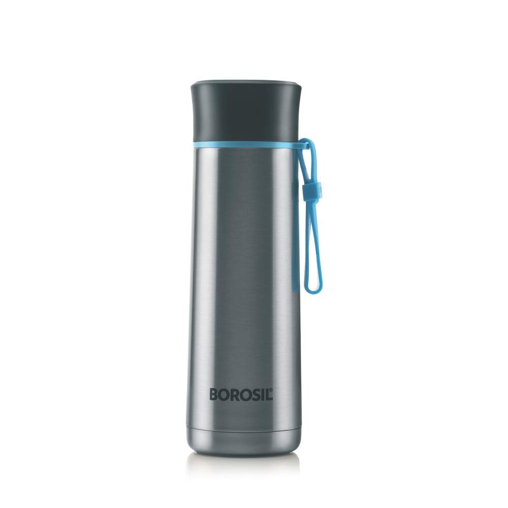 Borosil Stainless Steel Hydra Sprint - Vacuum Insulated Flask Water Bottle, 400ML, Silver