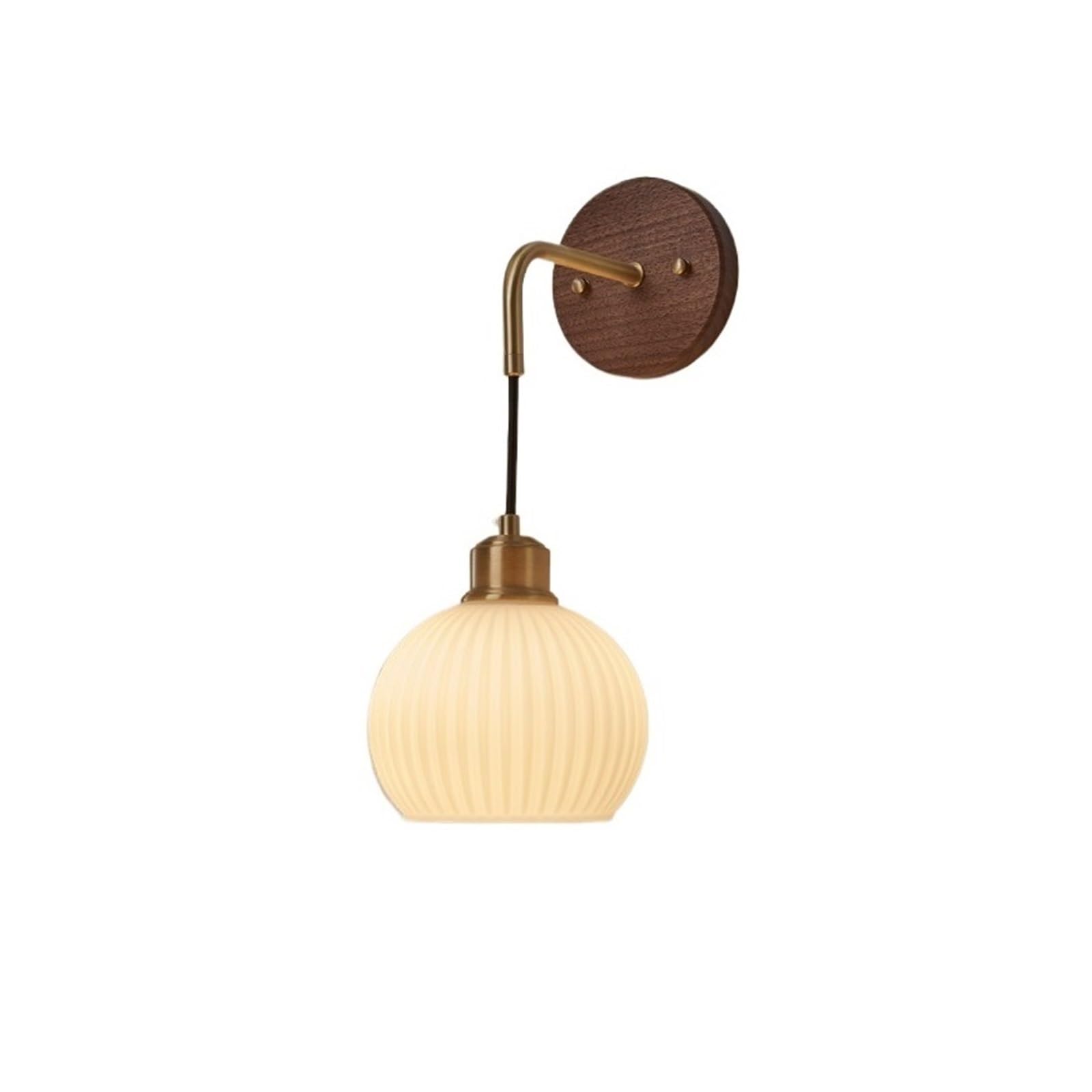 E7v2T9k6 Wall Lamps Luxury Walnut Base Living Room Corridor Aisle Wall Lights Retro Copper Bedside Lamp Sconce Decor