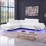 YORKMAX Sectional Couches for Living Room, Modern L-Shaped 108'' PU White...