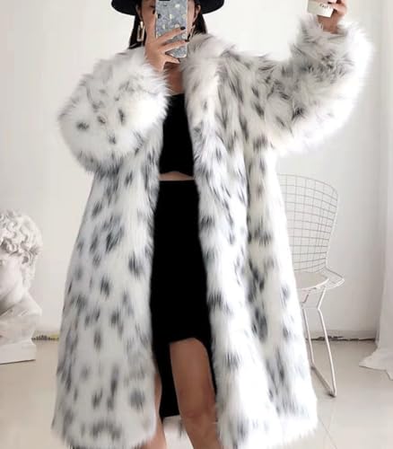 INVACHI Women's Faux Fur Coat Luxurious Long Lapel Open Front Fur Jacket Thick Thermal Winter Overcoat2