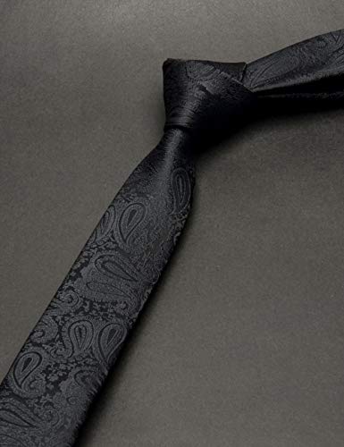 Gusleson 2" Solid Black Floral Ties Classic Paisley Men's Slim Skinny Necktie（0788-10） #TOP2