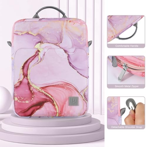 Image of Dadanism 9-11 Inch Tablet Sleeve Bag Carrying Case with Shoulder Strap for iPad (A16) 11 inch, iPad 10th Gen 10.9 inch, iPad Air M4 /Pro M5 11 inch, iPad 9 /8 /7th 10.2 inch, Galaxy Tab A11+ Plus 11 inch, Cloudy Pink