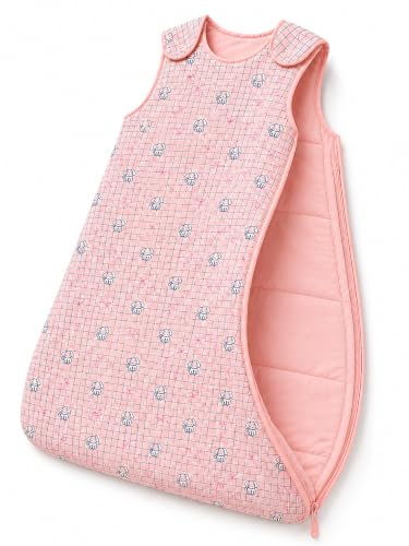 Image of TuddyBuddy Baby Cotton Wearable Quilted Sleeping Bag Blanket 1.5 Tog with 1 Way Zipper Closure | Ideal for Babies & Kids Hypoallergenic Fabrics | (Checkered Puppy - Pink, 12-18 Months)