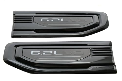 Image of Pair New 6.2L V8 Vent Emblems Kit 3D Driver Passenger Side Badge Compatible with 2019-2026 GMC Sierra GM 85160715 86532094 (6.2L V8-Black Grey)