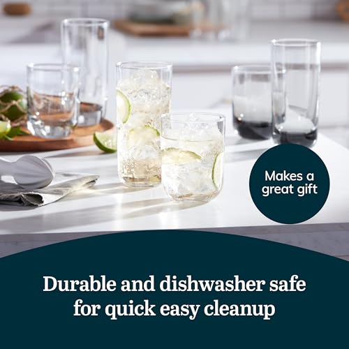 Libbey Polaris Tumbler and Rocks Glass Set, Elegant Drinkware Glasses Set, Lead-Free Tall Drinking Glasses with Modern Clean Lines, Dishwasher Safe Drinking Glasses Set of 16, Axis - Image 6