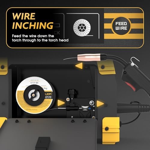 Bild 5 - TOOLIOM 135A Gasloses Flux-Core-MIG-Schweißgerät 230V MIG-Schweißgerät, Schweißgerät mit Fülldraht/Lift-TIG/MMA E-Hand 3-in-1-Schweißgerät IGBT-DC-Inverter mit LCD-Display
