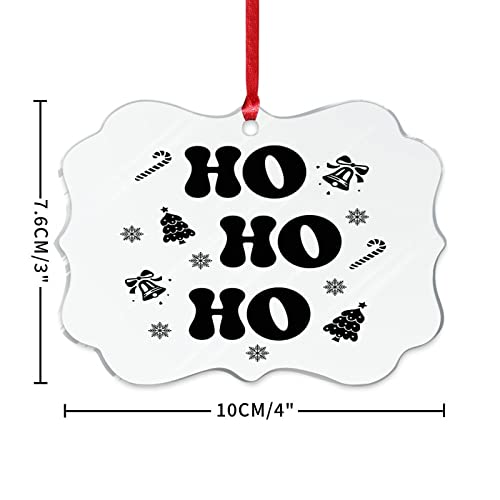 Hohoho Hanging Ornaments Rectangle Christmas Tree Ornament Keepsake Acrylic Christmas Bauble For Holiday Decoration #TOP2
