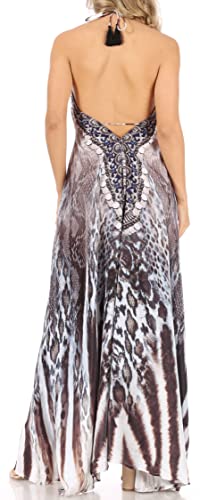 Image of Sakkas Lizi Womens Maxi High-Low Halter Handkerchief Long Dress Beach Party