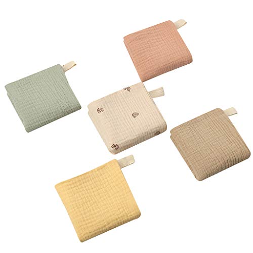 Image of Baby Muslin Burp Cloths, 5 Pieces 4 Layer Cotton Baby Wash Cloth, Washcloths Baby Burping Cloth Newborn Gift Sets