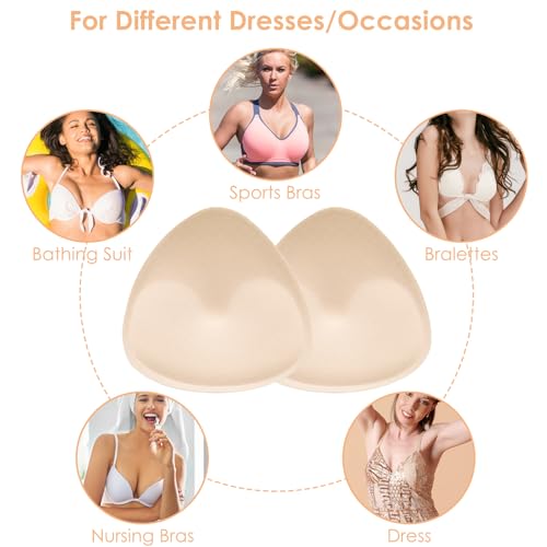 Sibba 1Paar BH-Einlagen Einsätze BH Insert Pads Push up Bra Dreieckige BH Polsterung Einlagen Wiederverwendbar Atmungsaktive Herausnehmbare Brustvergrößerer für Sport BH Bikini Tops Bademode Hautfarbe