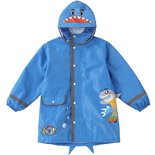 Fewlby Toddler Rain Wear Children Boys Girls Raincoat Kids Poncho Waterproof Hoodie Cute Cartoon Rain Jacket 4-6 Years M Size #TOP21