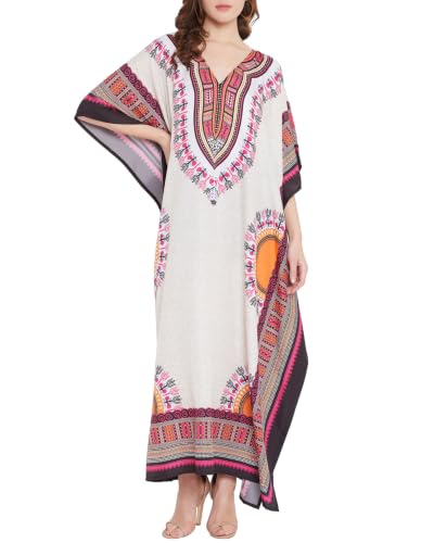 Image of Oussum Plus Size Kaftan Dresses for Women, Polyester Summer Caftan Cover Up Maxi Beach Dress, 1X-3X