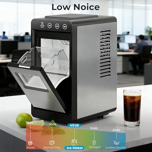 Image of Antarctic Star Countertop Ice Maker Machine - 26.5lbs /24H, 8 Bullet Ice in 6 Mins, Self-Cleaning Portable Ice Maker with 2 Ice Sizes, Touch Display & Blue Light for Home, Office, Bar,Steel