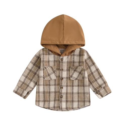Image of MERSARIPHY Toddler Boy Girl Jacket Button Down Plaid Flannel Baby Hoodies Fall Winter Festival Outfits for Kids