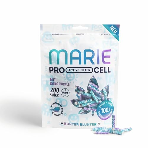 MARIE ProCell Active Filter Bunter Blunter | Aktiver Filtertip mit Kokosnuss-Aktivkohle | Papierkappe Verbesserter Luftstrom & Reiner Geschmack