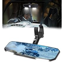 Xprite 13" UTV Rear View Mirror, SXS UTV Center Mirror w/Interior Lights Adjustable Aluminum Clamp Fits 1.5"-2" Mount Compatible with Polaris Ranger/RZR/Pioneer/Talon/Teryx/Mule/Can Am X3/ CFMOTO