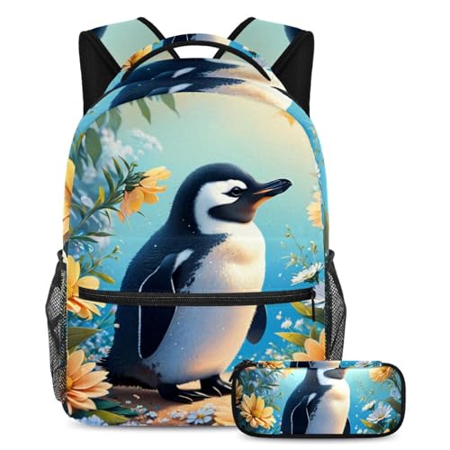 Sacs à dos de jour pingouins et fleurs pour le collège et les sorties