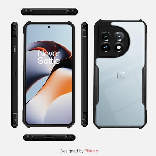 Image of Outlouders Back Cover for OnePlus 11R 5G | Ultra Hybrid Transparent | Full Camera Protection | Raised Edge | Crystal Clear Bumper Case(Black)