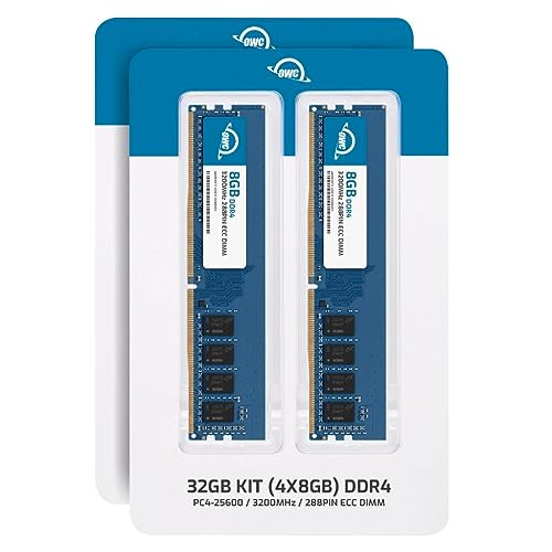 Image of OWC 32GB (4x8GB) DDR4 3200MHz ECC UDIMM 288-pin Memory RAM | PC4-25600, ECC Unbuffered, 1Rx8, 1.2V, CL22, Compatible with Select Workstations, Servers, and NAS Systems