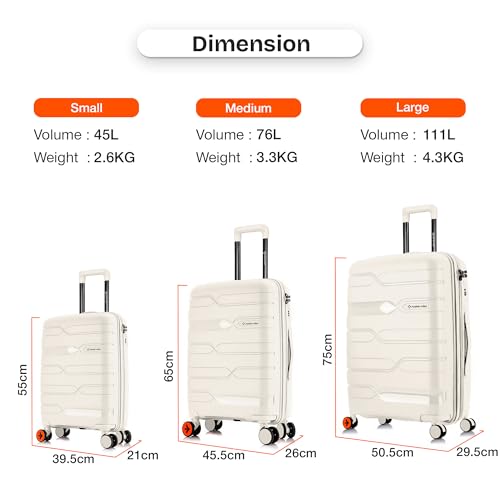 Image of Nasher Miles Paris Hard-Sided Polypropylene Check-in Luggage 28 inch | 75cm | 8 Wheels Large Trolley Bag for Travel | Suitcase (White)