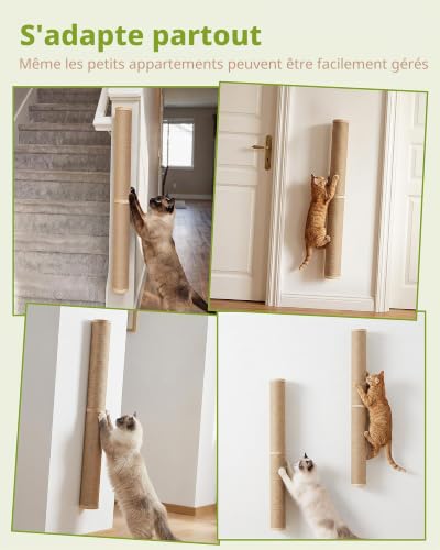 Griffoir mural pour chat robuste - Finis les canapés abîmés, hauteur 86 cm