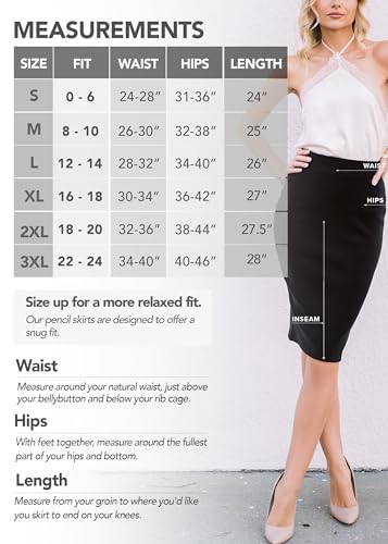 Conceited 1160SCU-BLACK-M Skirts For Women - Pencil Skirt - Wear To Work - Midi Length In Regular And Plus Size - Many Colors - Classic Black thumb #2