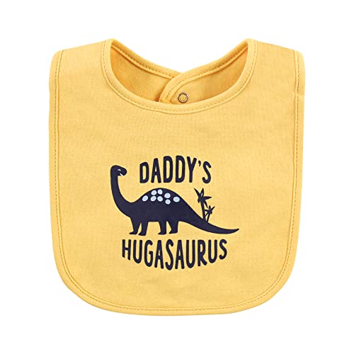 Image of Hudson Baby Unisex Baby Cotton Bibs, Hugasaurus, One Size