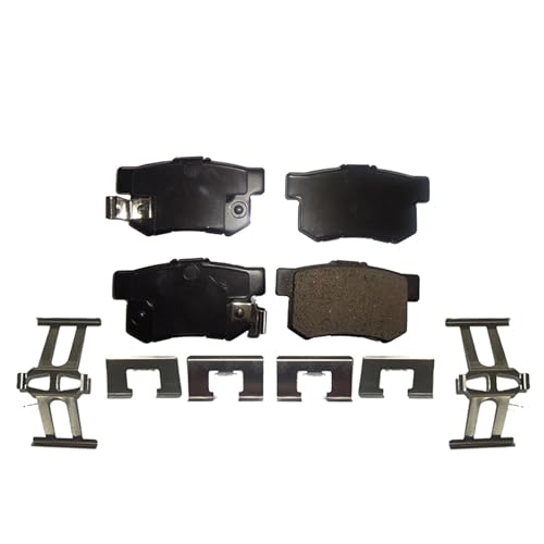 Image of Detroit Axle - Brake Pads for 02-04 Honda CR-V, 03-11 Honda Element, Front and Rear Ceramic Brake Pads w /Hardware 2002 2003 2004 2005 2006 2007 2008 2009 2010 2011 Replacement