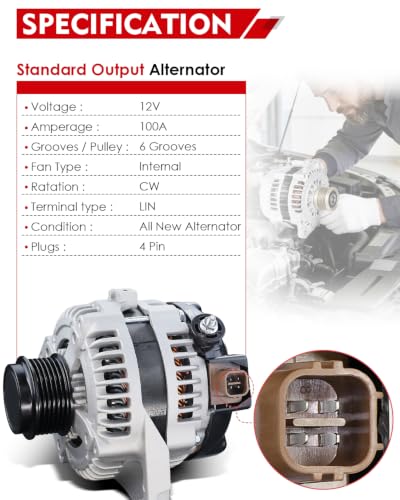 AOTPAT 100 Amp Alternator for Toyota Camry, RAV4 & Scion tC 2.5L – 11402 - Image 4