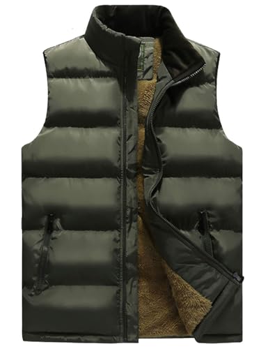 Flygo Men's Fleece Lined Winter Warm Outdoor Padded Puffer Vest Thick Sleeveless Jacket with Pockets