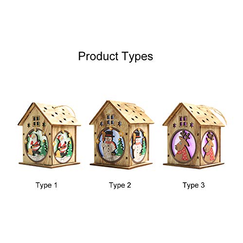 Andoer Casa de madeira luminosa de Natal com LEDs coloridos de luz DIY Chalé de madeira Árvore de Na