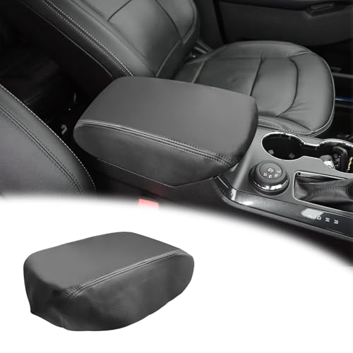 VKGUG Center Console Lid Armrest Cover Replacement Compatible with Ford Explorer 2011-2019 Leather Car Arm Rest Skin Upholstery Black (Only Leather Part)