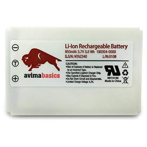 AvimaBasics Harmony One Battery Replacement Part Compatible with Logitech Harmony One, 720, 850, 880, 885, 890 Pro, H880 Advanced Universal Remotes - Parts: 190304-0000 (950mAh 3.7V Li-ion) Cover