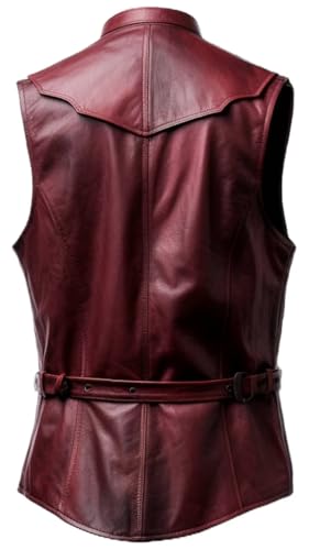 Image of Mens Leather Vintage Vests, Club Leather Vest for Mens, Cowboy Leather Vests Western style