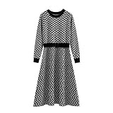 Vestido Largo De Punto De Jacquard para Mujer, Vestido De Otoño/Invierno, Vestido De Fiesta Midi Plisado con Cinturón