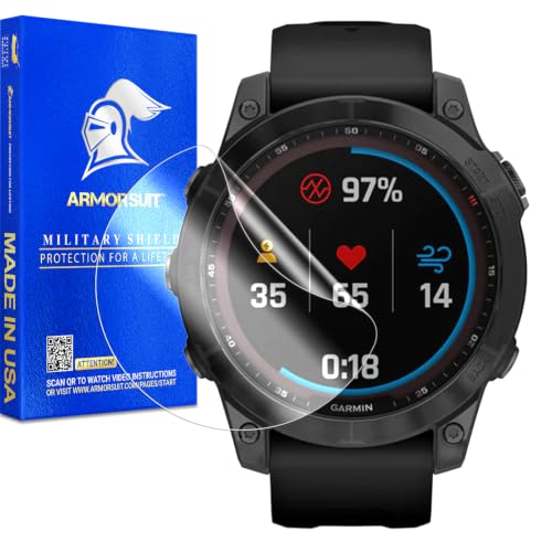 Image of ArmorSuit 6 Pack for Garmin Fenix 7 /7 Pro 47mm Solar /Sapphire Solar /Fenix E 47mm Screen Protector MilitaryShield HD Clear TPU Film - Made in USA